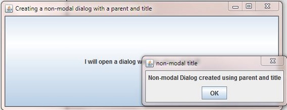 run OurNonModalDialog class run OurNonModalDialog class