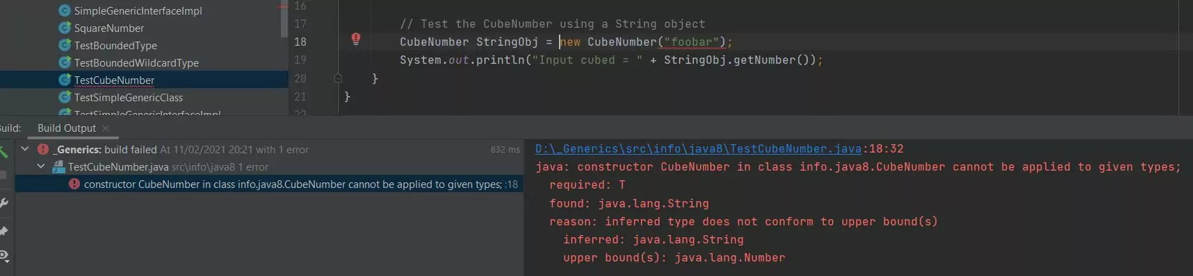 Build test generic constructor class Build test generic constructor class