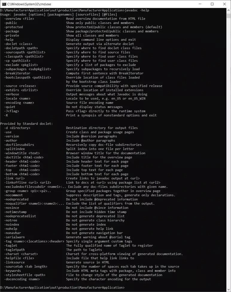 javadoc Options javadoc Options