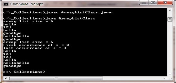 Run array list class Run array list class