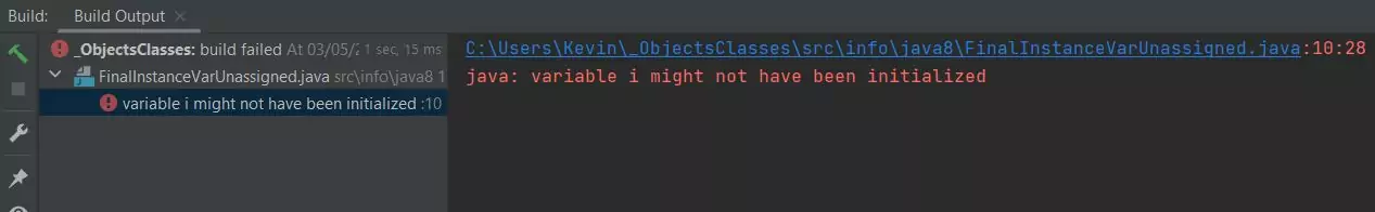 run final instance variable unassigned run final instance variable unassigned