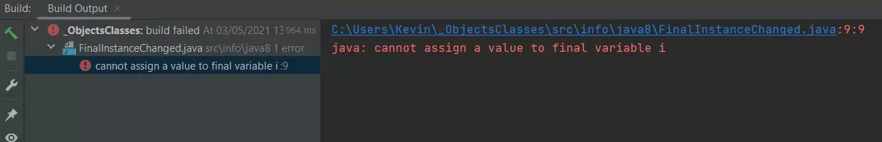 run final instance variable changed run final instance variable changed