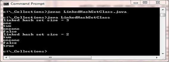 Run linked hash set class Run linked hash set class