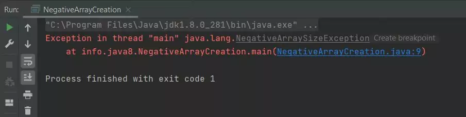 run negative array run negative array