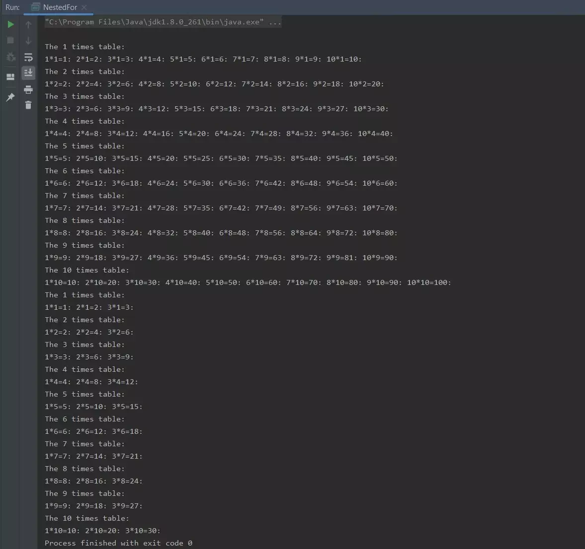 run nested for run nested for