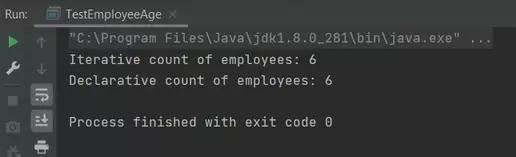 Run test employee age class Run test employee age class