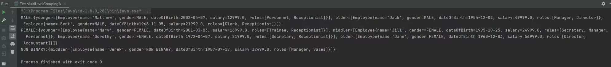 Run TestMultiLevelGroupingA class Run TestMultiLevelGroupingA class
