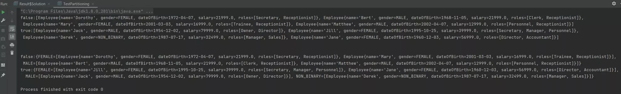 Run TestPartitioning class Run TestPartitioning class