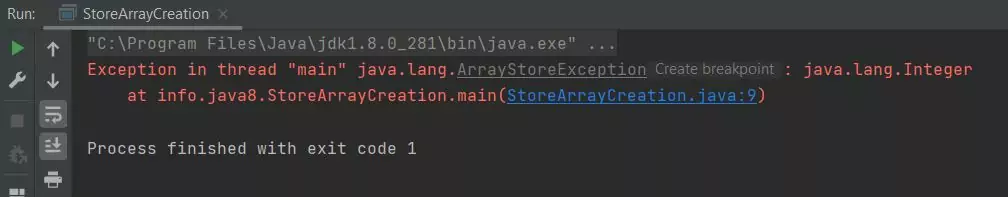 run store array exception run store array exception