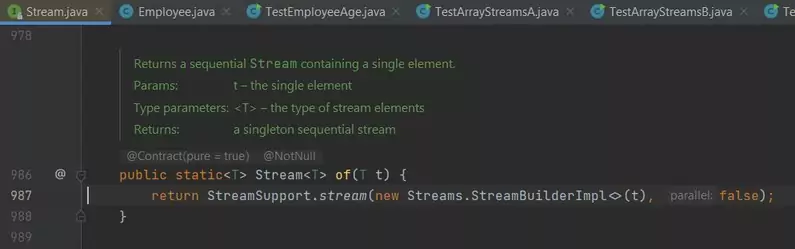 Stream.of overloaded method 2 Stream.of overloaded method 2